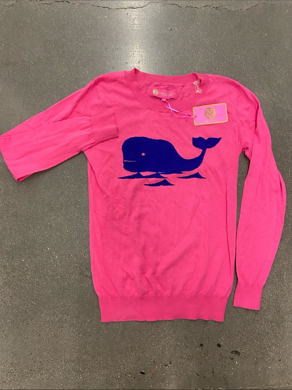 Whale Print Tunic size XL - Hot Pink 100% Cotton Lightweight LS
